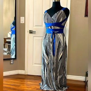 Muse Maxi Dress Black/white/Blue